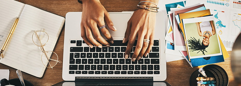 Website design work on a laptop