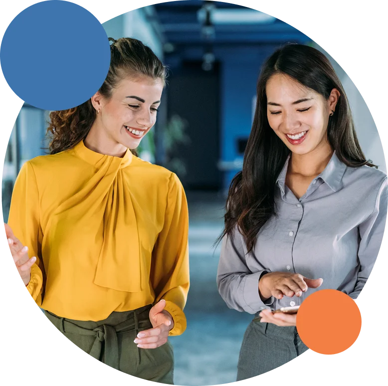 Two colleagues reviewing campaign performance together