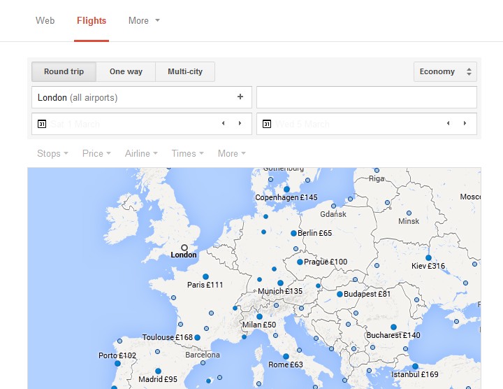 Google search for travel and tourism websites